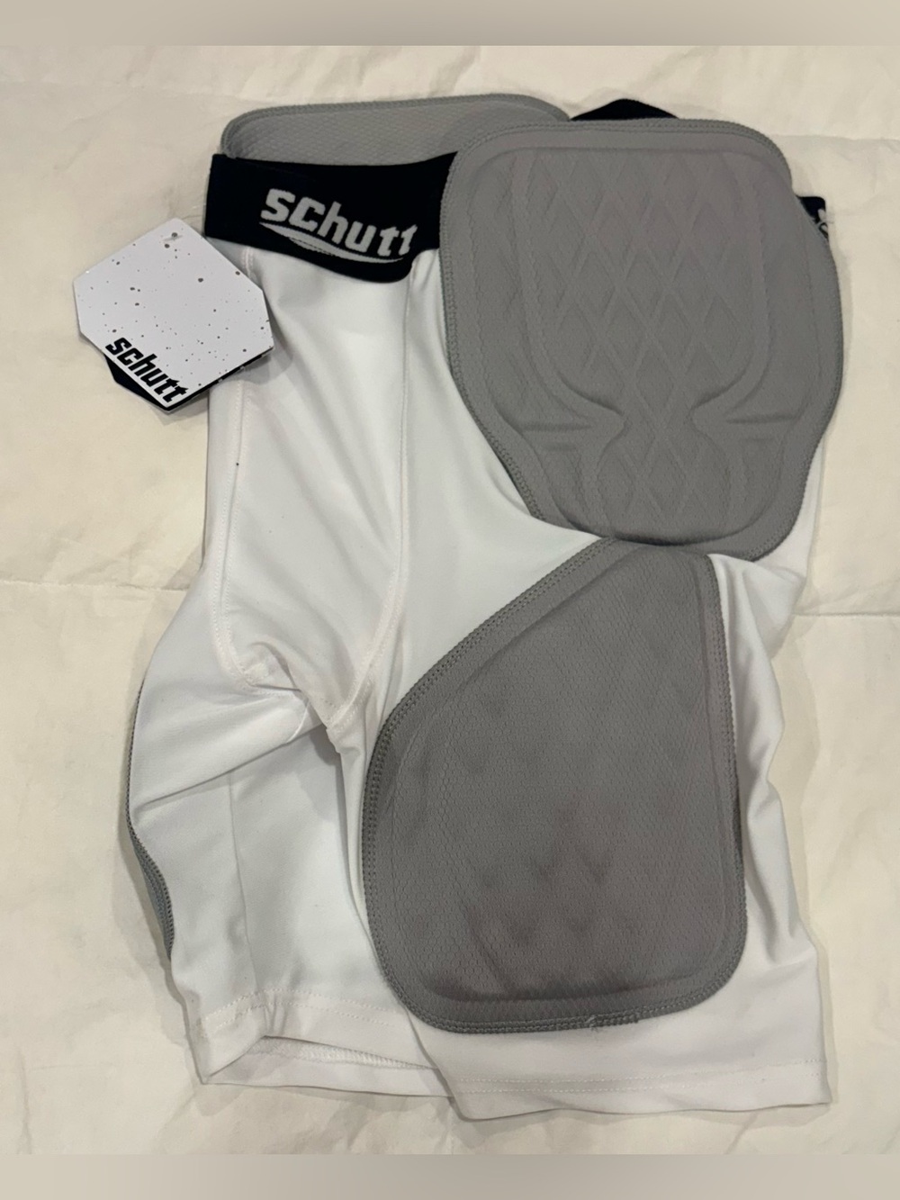 Schutt Men's White Compression Boxer Briefs with Gray Protective Pads
